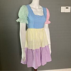 MOLBY the label dress Size 6 NWT Milkmaid gingham plaid babydoll